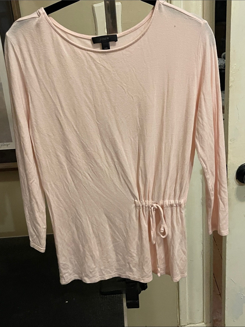 J. Crew Light Pink Drawstring-Waist Long Sleeve Top